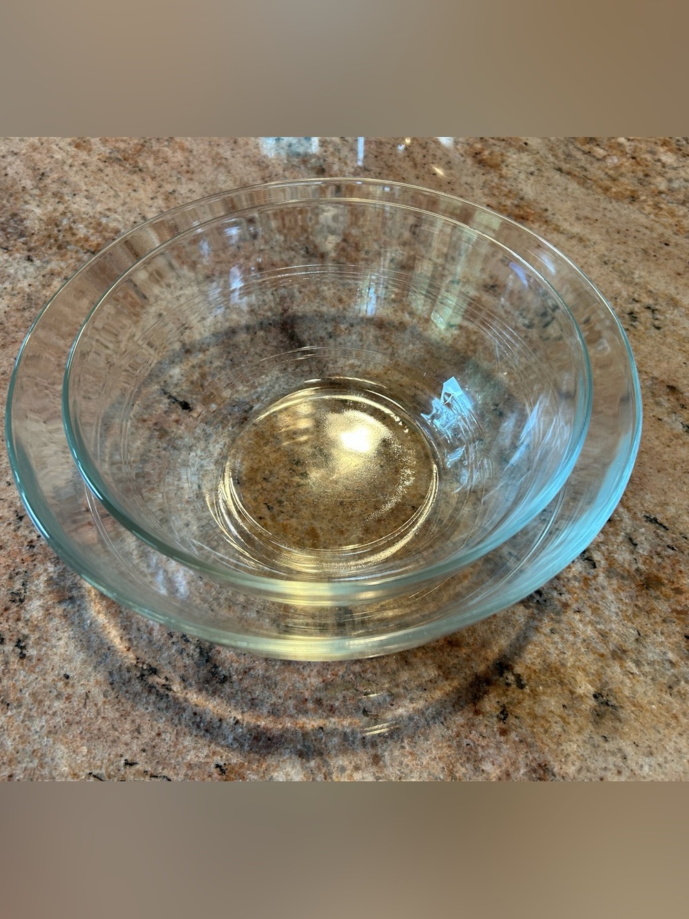 Duralex France Lys Clear Glass Mixing Bowls (2) 8 cup & 6 cup.